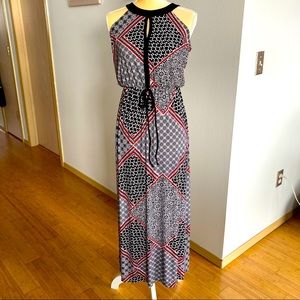 Enfocus Women Black White Red Halter Maxi Dress
